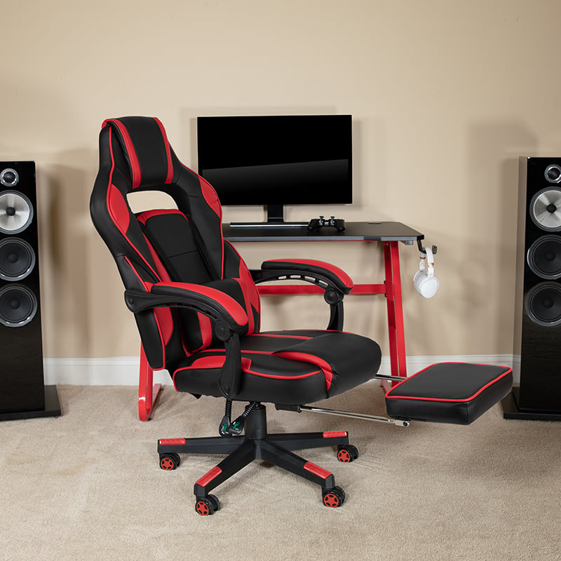 X40 Gaming Chair Racing Ergonomic Computer Chair With Fully Reclining Back And Arms, Slide-Out Footrest, Massaging Lumbar - Red