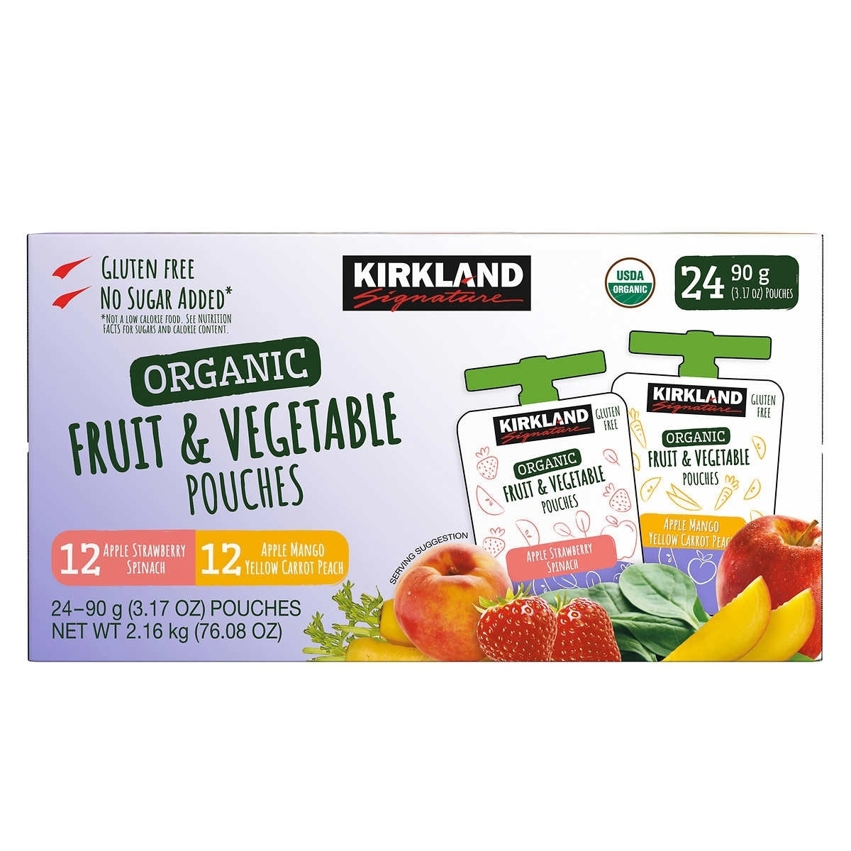 Kirkland Signature Organic Fruit And Vegetable Pouch Variety Pack (24 Count)