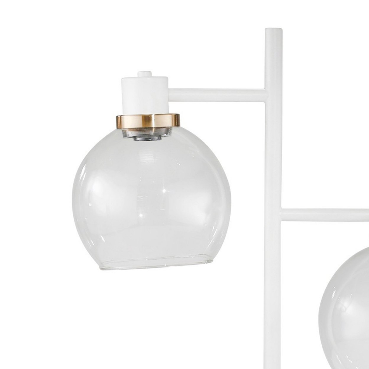2 Globe Glass Table Lamp With Sleek Tubular Support, White- Saltoro Sherpi