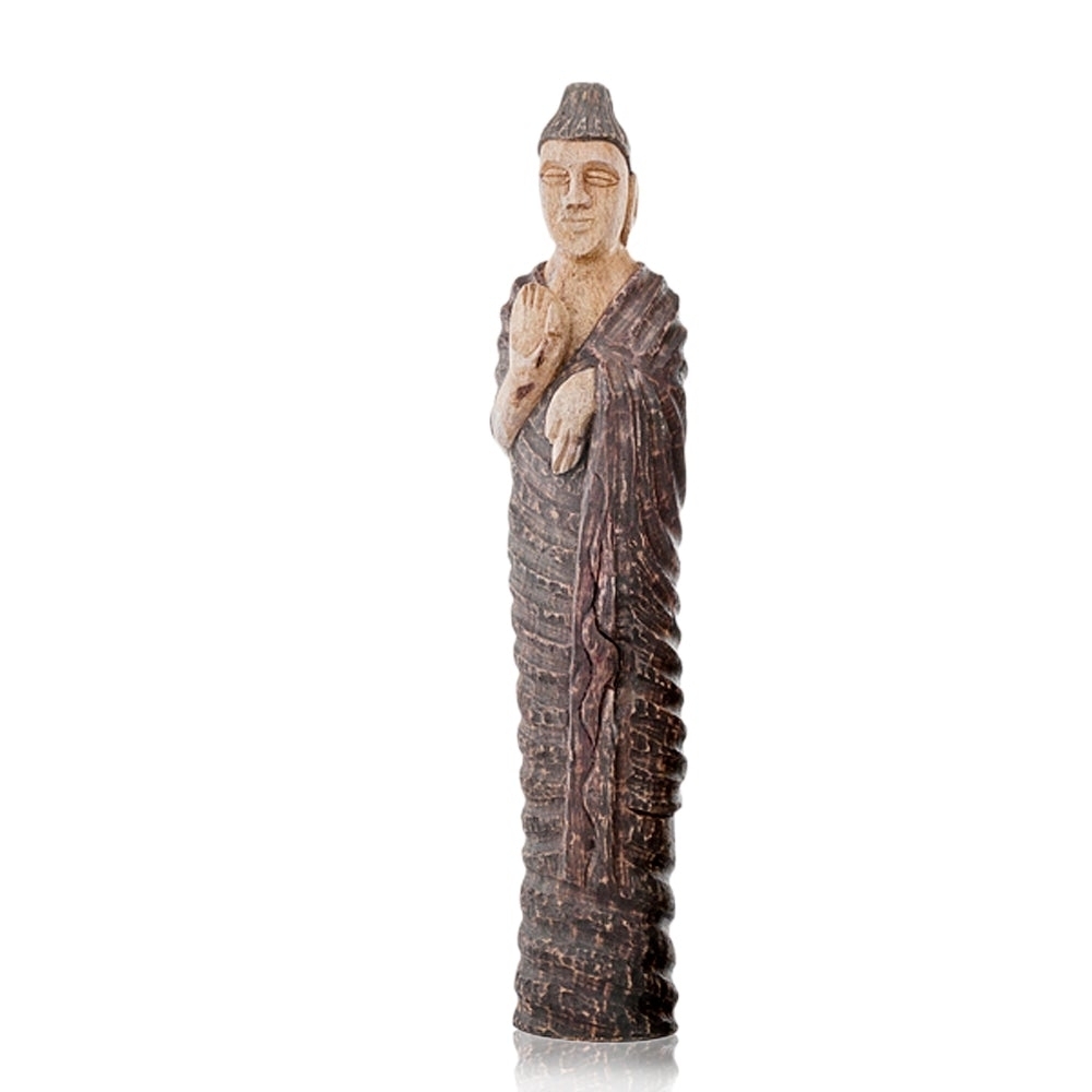 31" Natural and Brown Tall Standing Buddha Sculpture - Mid