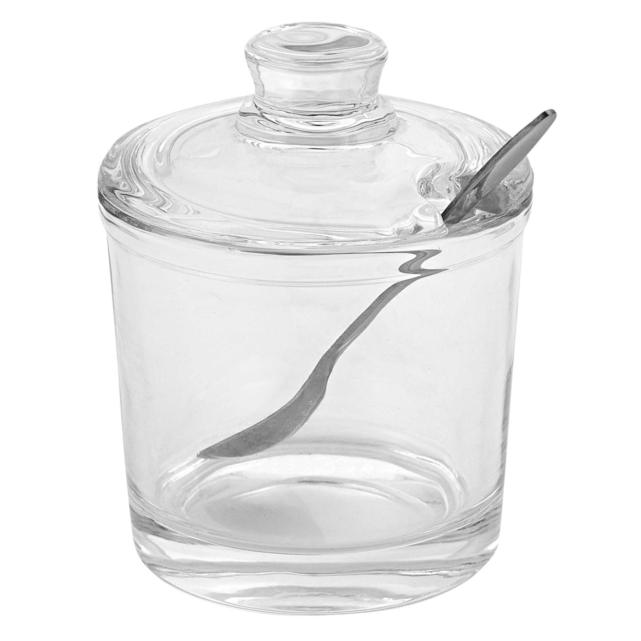 5" Mouth Blown Crystal Jam or Honey Jar with Stainless Spoon