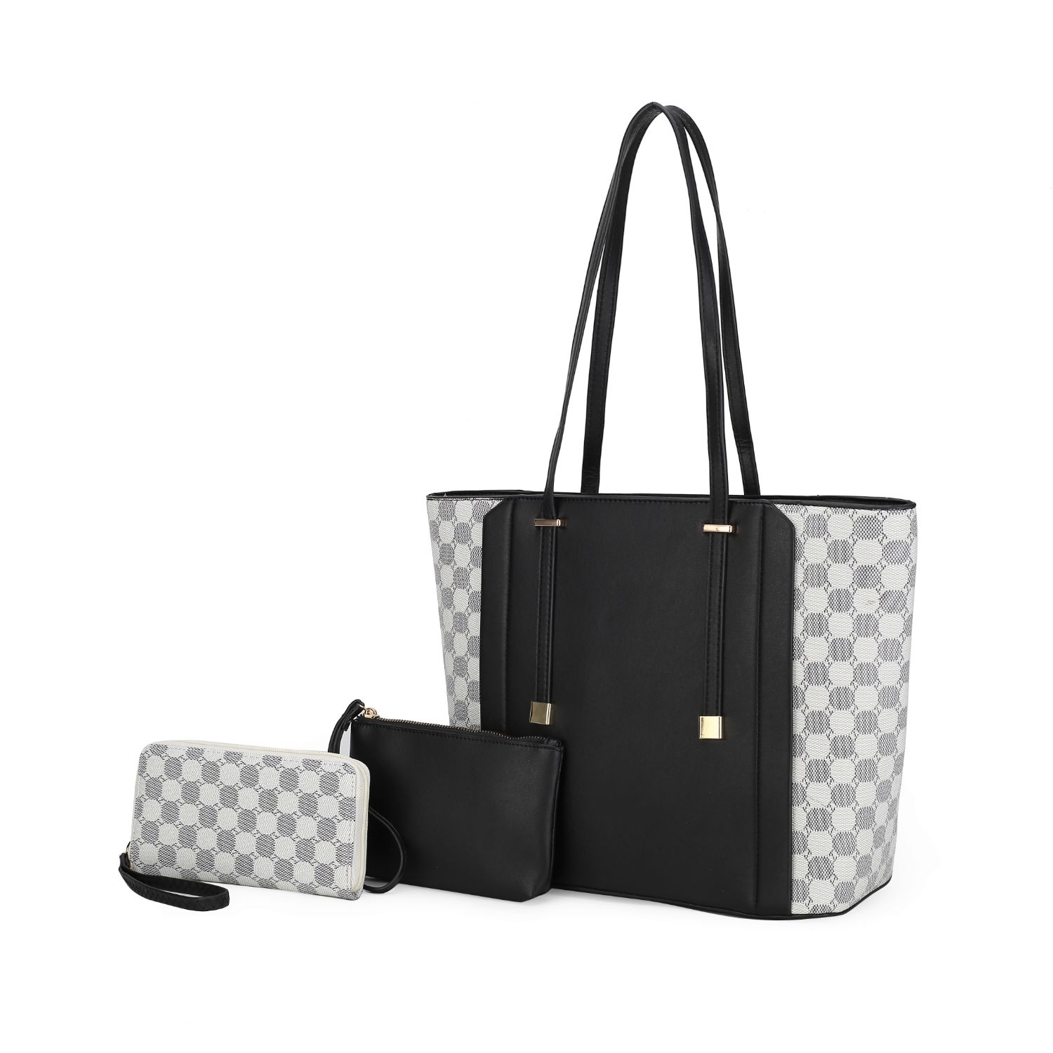 MKF Collection Giana Tote Handbag By Mia K -3 Piece Set - Black White