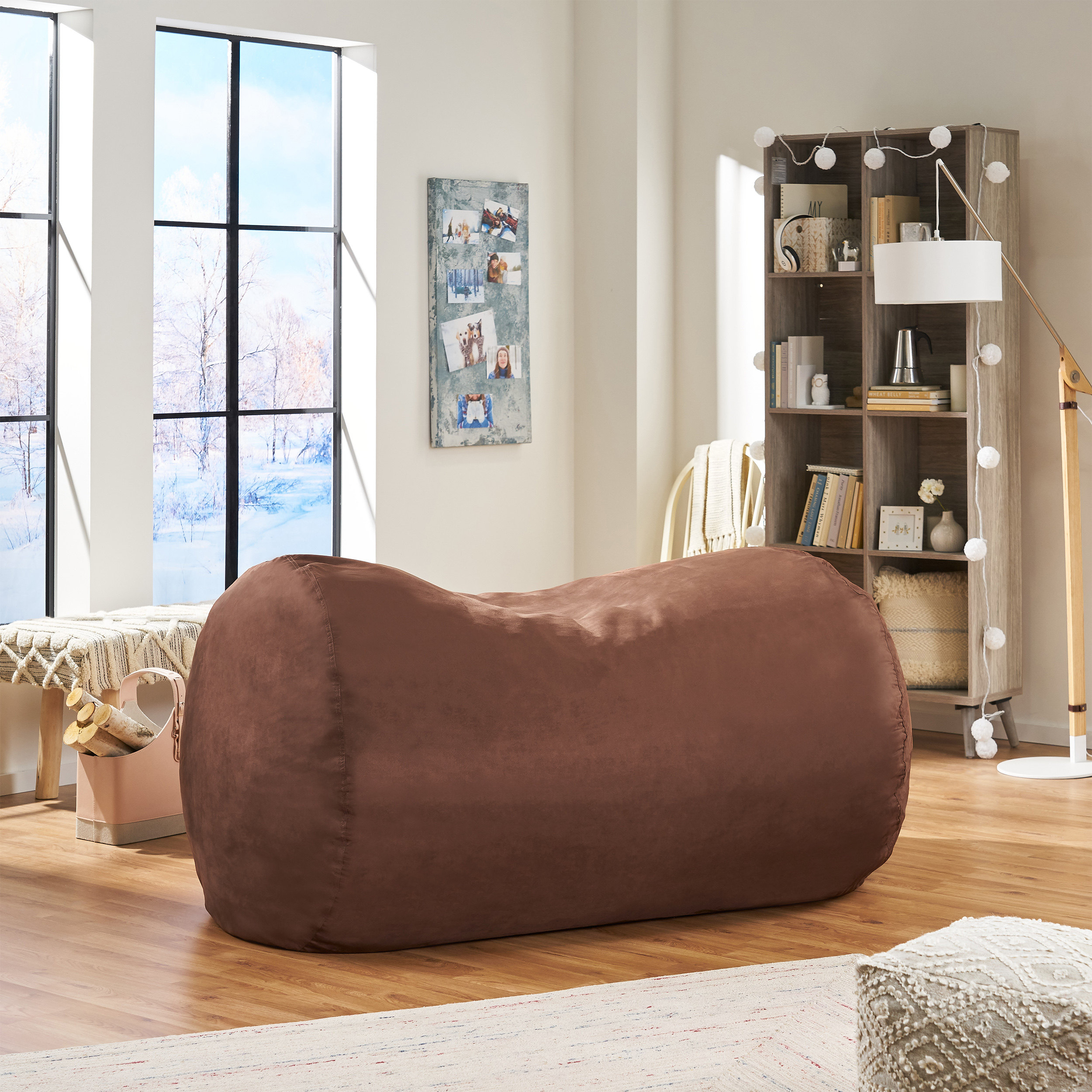 Wanda Traditional 8 Foot Suede Bean Bag (Cover Only), Tuscany - French Roast