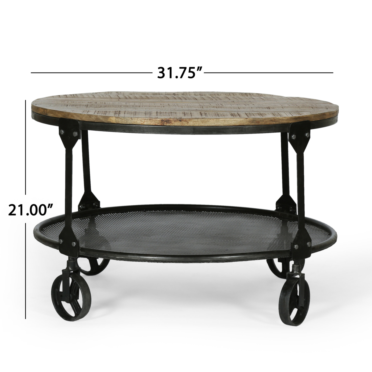Senia Modern Industrial Handcrafted Mango Wood Coffee Table, Natural And Black