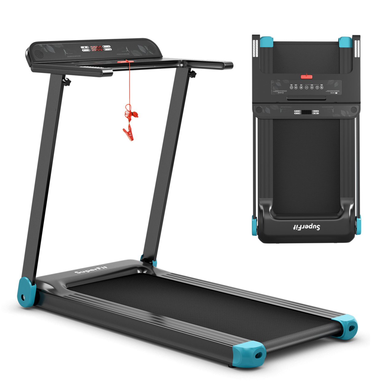 Electric Folding Treadmill Portable Cardio Running Machine W/ APP Control - Red