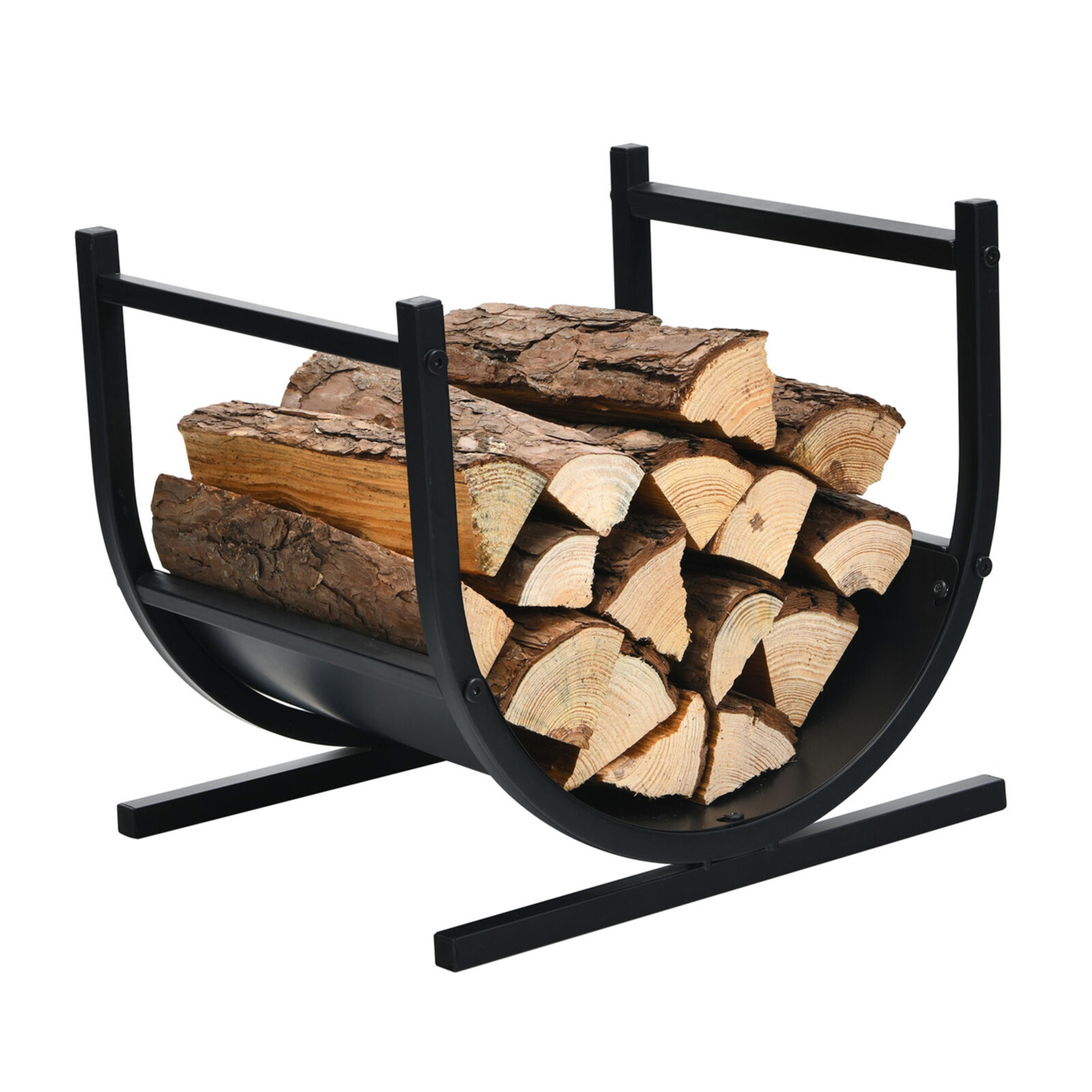 17'' U-Shaped Firewood Rack Steel Fireplace Wood Storage Log Rack Holder