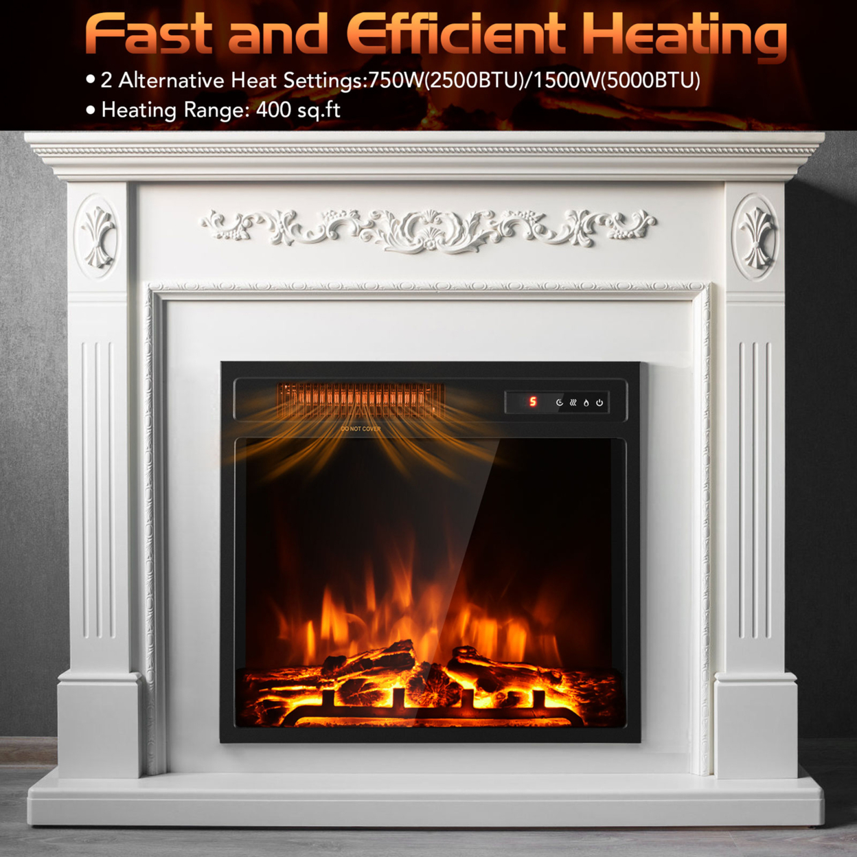 18 Inch Electric Fireplace Insert Freestanding & Recessed 1500W Stove Heater