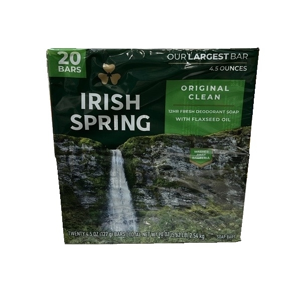 Irish Spring Deodorant Bar Soap, Original Clean, 4.5 Ounce (Pack Of 20)