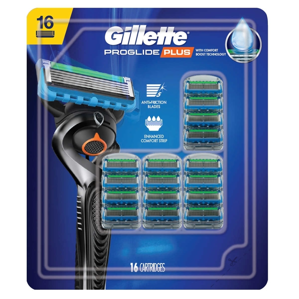 Gillette Proglide Plus Razor Cartridge Refills, 16 Count