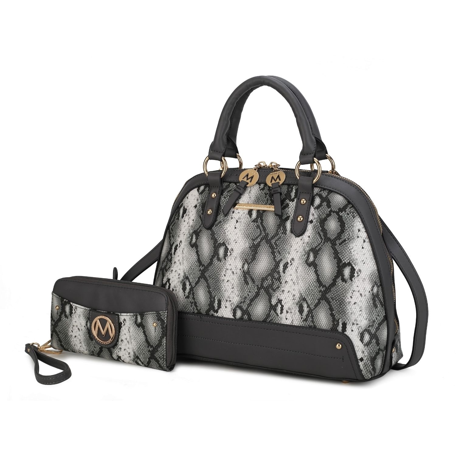 MKF Collection Frida Satchel Handbag By Mia K And Wallet 2 Pieces - Charcoal