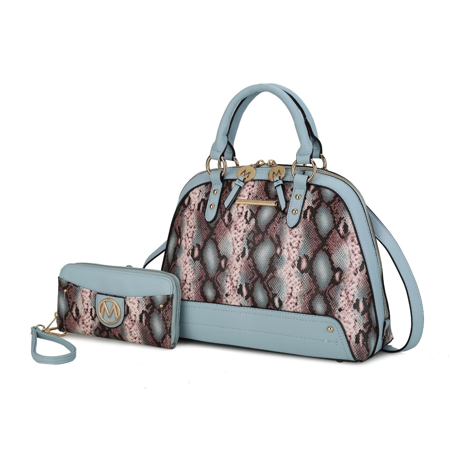 MKF Collection Frida Satchel Handbag By Mia K And Wallet 2 Pieces - Denim