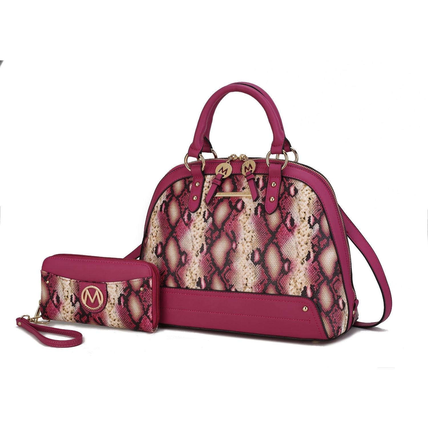 MKF Collection Frida Satchel Handbag By Mia K And Wallet 2 Pieces - Fuchsia