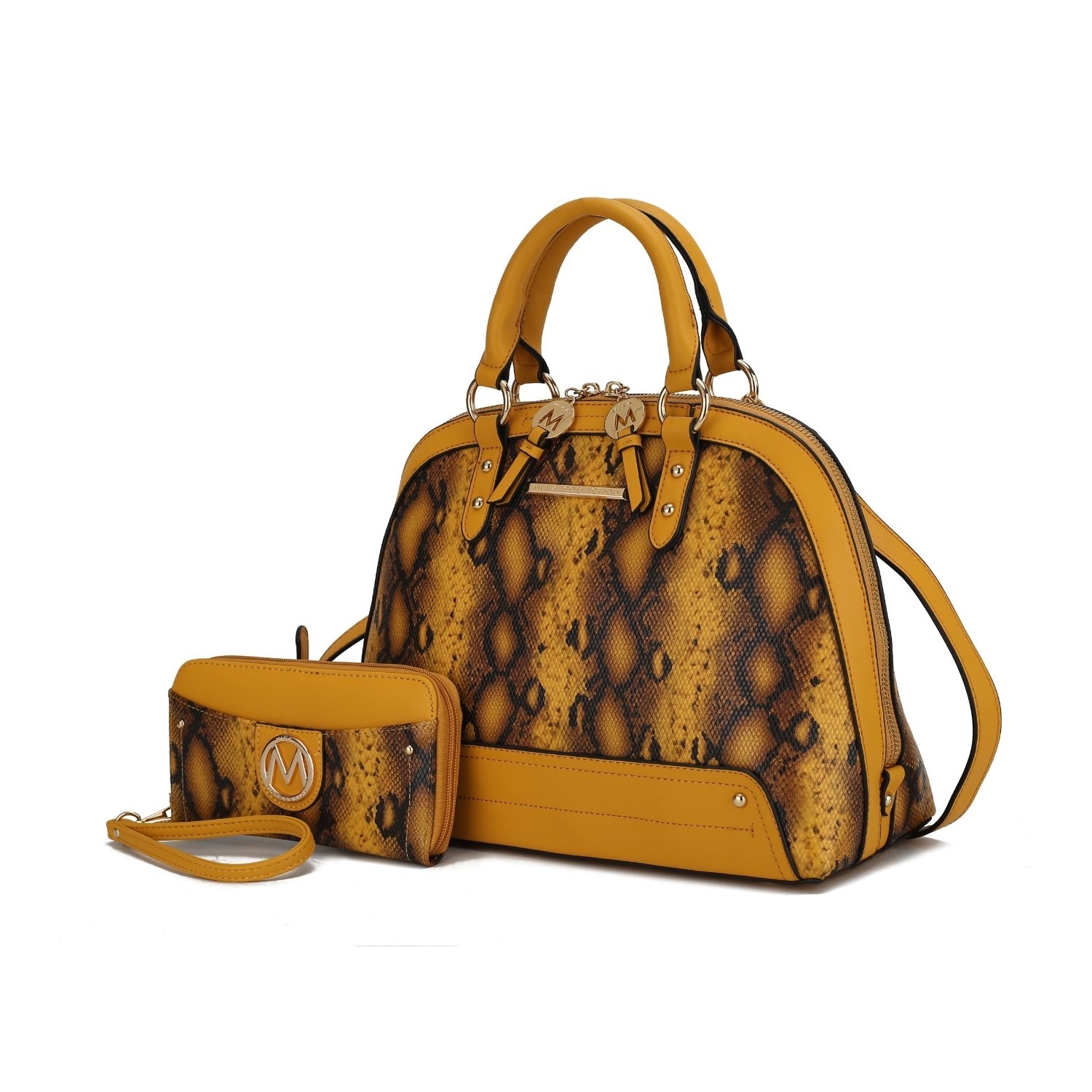 MKF Collection Frida Satchel Handbag By Mia K And Wallet 2 Pieces - Mustard