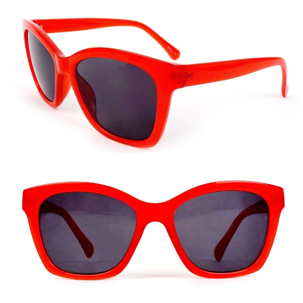 Large Classic Frame Sun Readers Retro Style Fashion Women's Reading Sunglasses - Red, +3.00