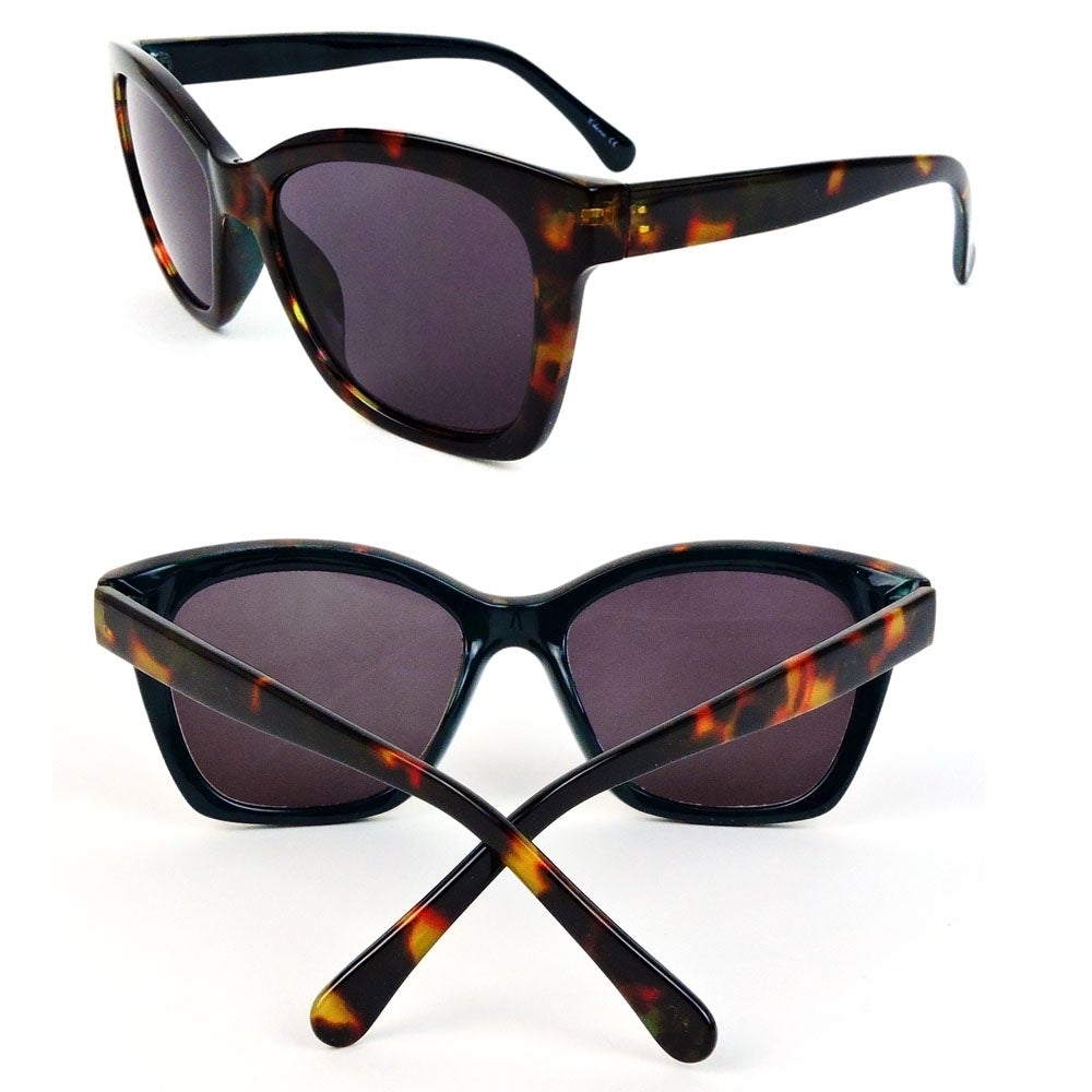 Large Classic Frame Sun Readers Retro Style Fashion Women's Reading Sunglasses - Tortoise, +2.50