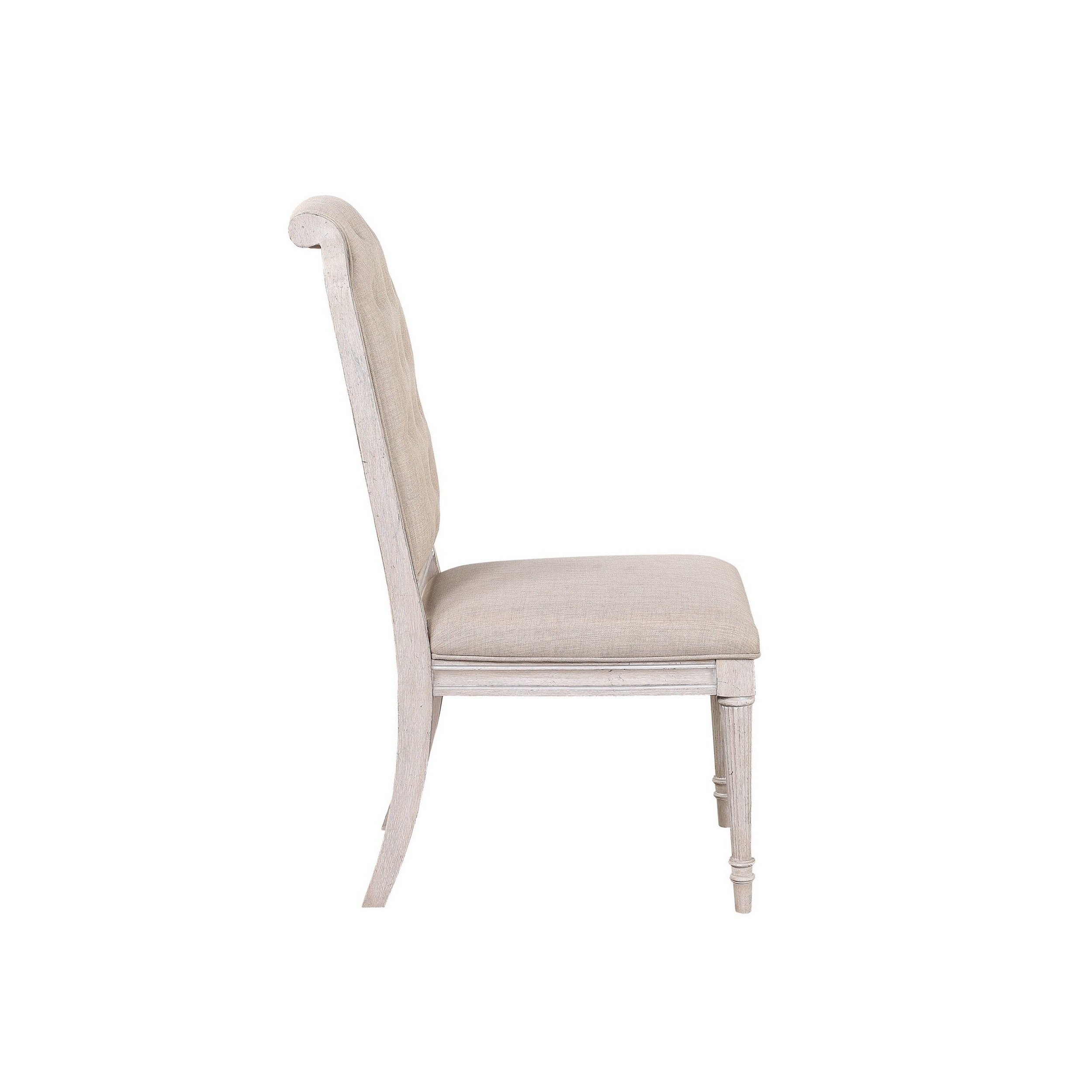 Side Chair With Tapered Legs And Button Tufted Back, Set Of 2, Beige- Saltoro Sherpi