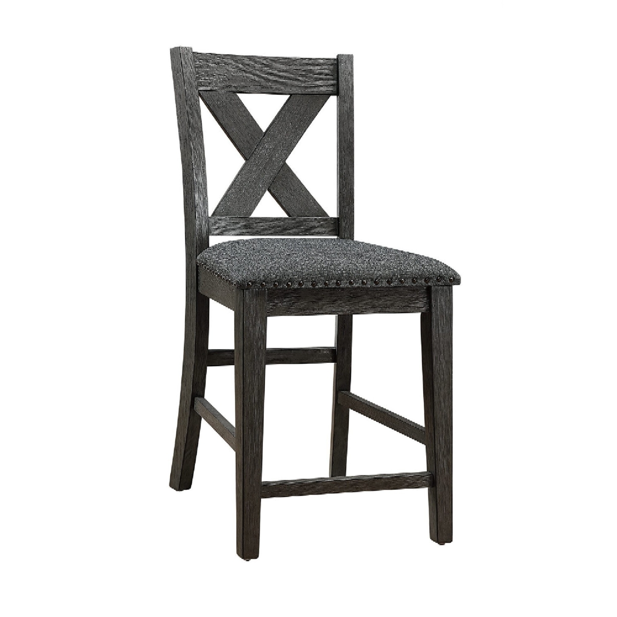 Chair With High X Shaped Back And Nailhead Trim, Brown- Saltoro Sherpi