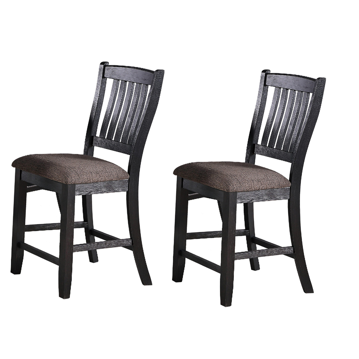 Chair With High Slatted Back Design, Set Of 2, Dark Brown- Saltoro Sherpi