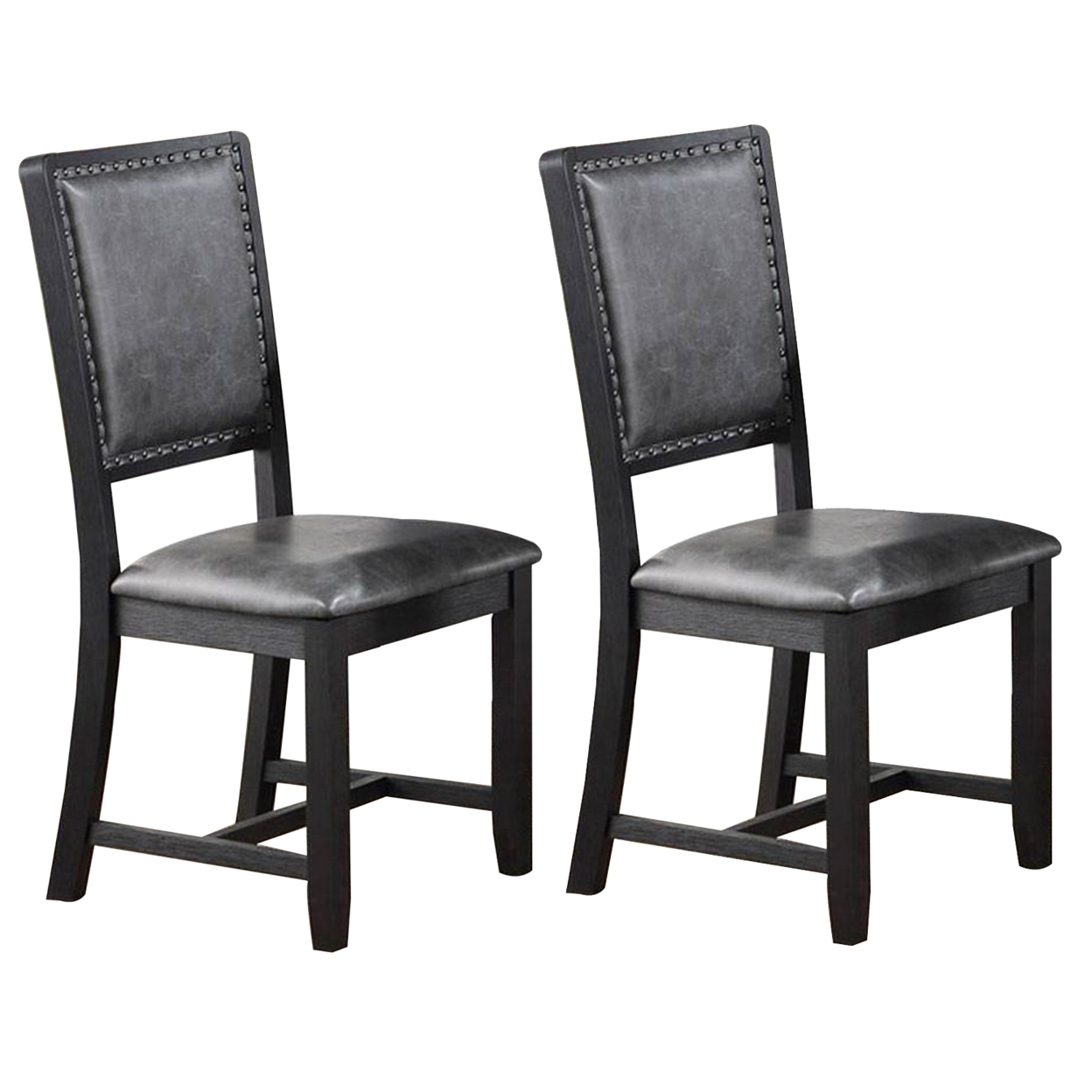 Side Chair With Leatherette Seat And Panel Cushioned Back, Set Of 2, Gray- Saltoro Sherpi