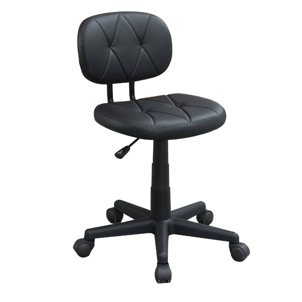 Office Chair With Adjustable Height And Diamond Stitch, Black- Saltoro Sherpi