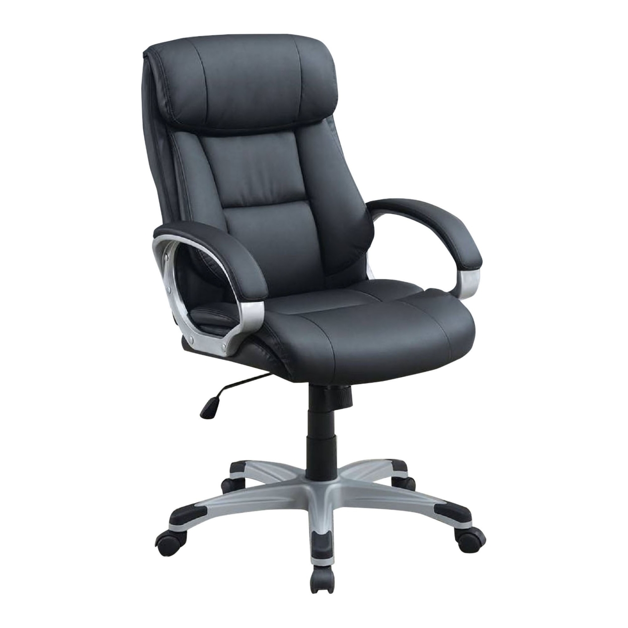 Office Chair With Top Padded Back And Curved Arms, Black- Saltoro Sherpi