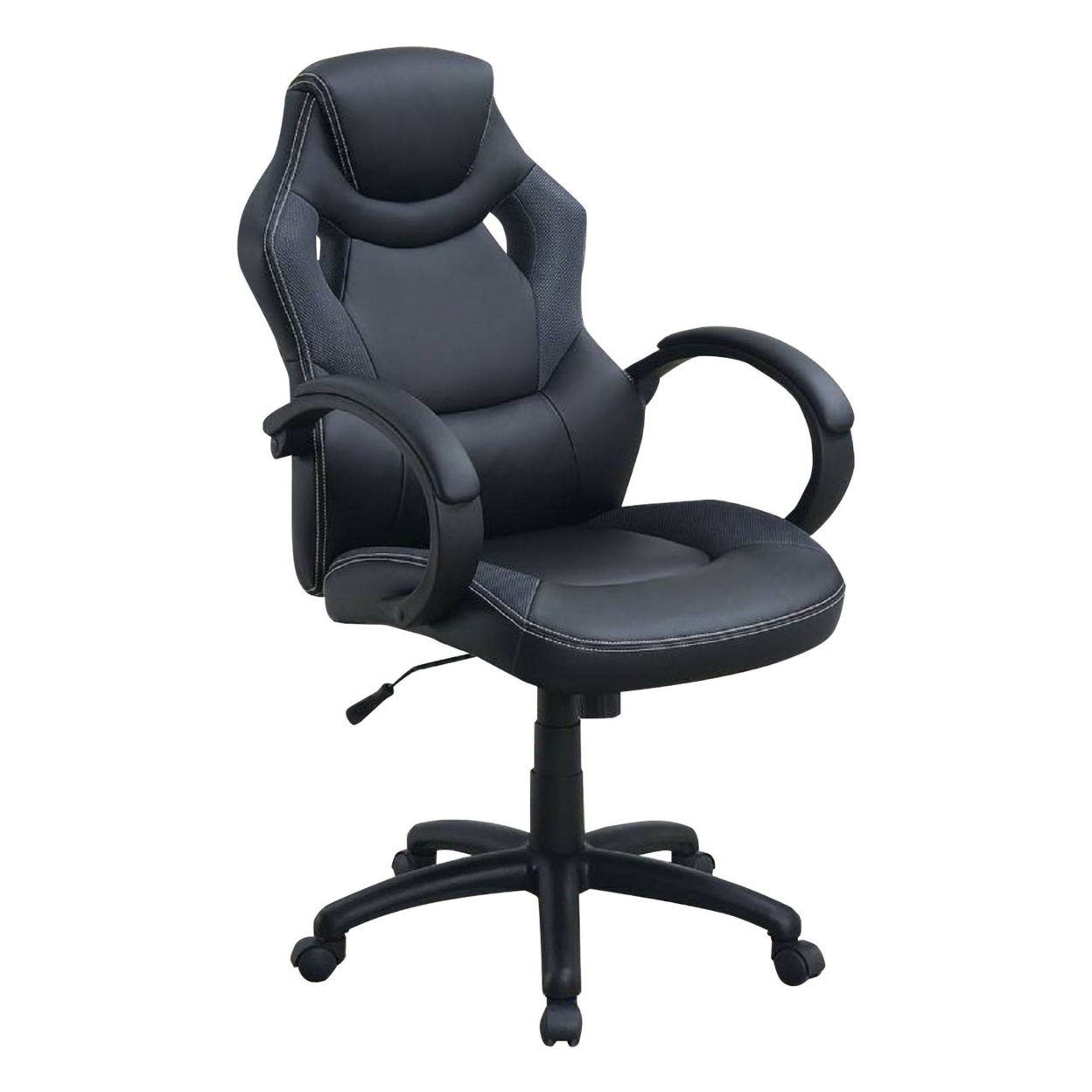 Office Chair With Curved Cut Out Padded Back, Black- Saltoro Sherpi