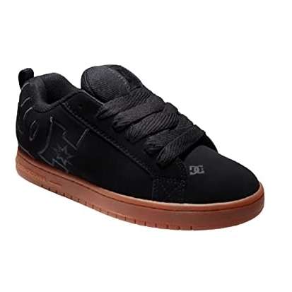 DC Men's Court Graffik Casual Skate Shoes BLACK/GUM - BLACK/GUM, 12