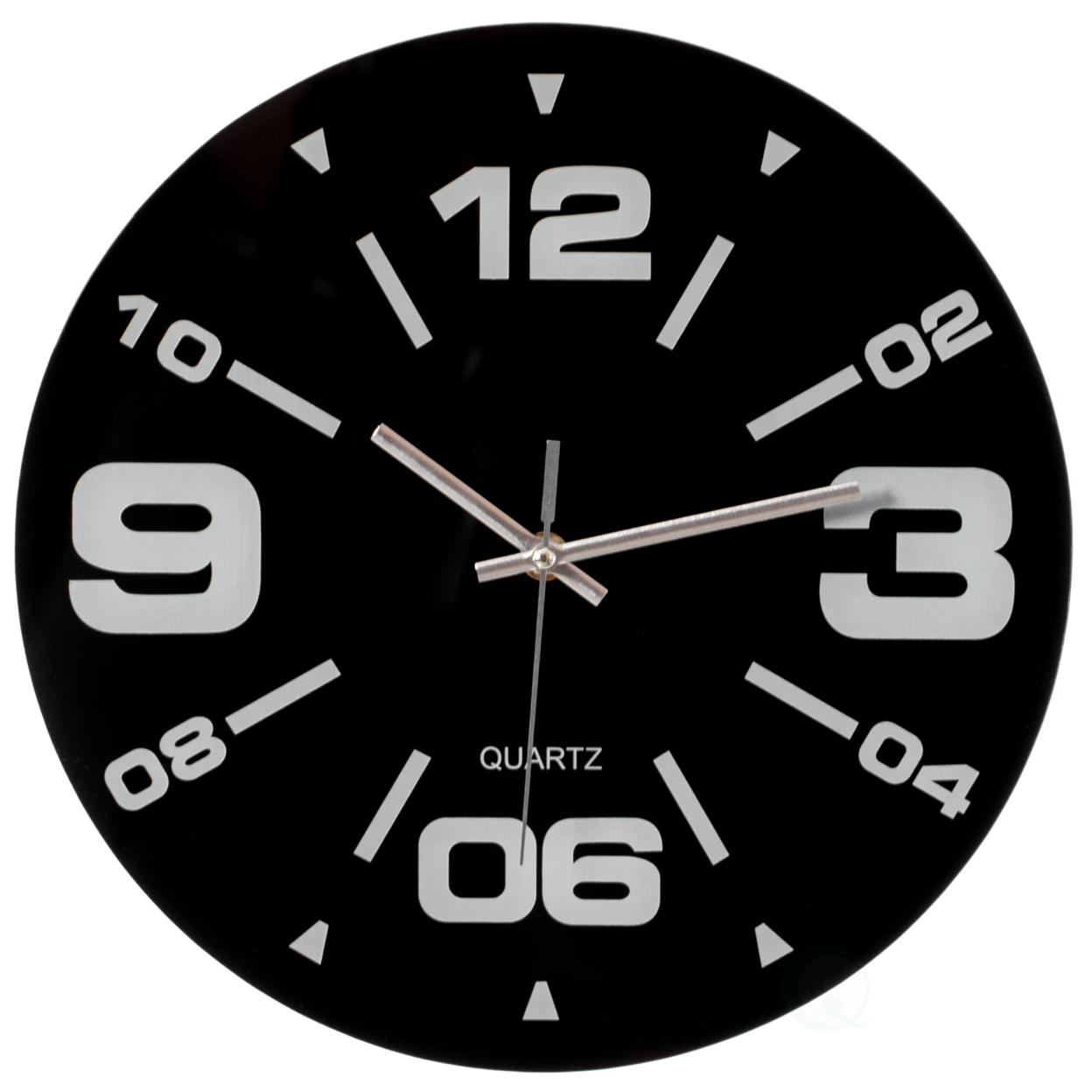 Black Decorative Unique Modern Round Glass Wall Clock, For Living Room, Kitchen, Dining Or Bedroom