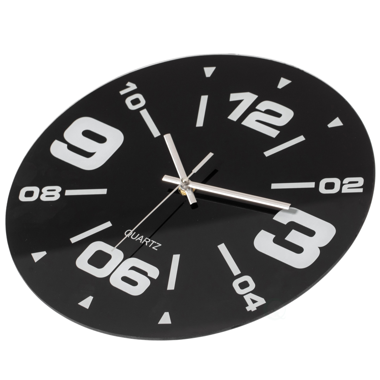 Black Decorative Unique Modern Round Glass Wall Clock, For Living Room, Kitchen, Dining Or Bedroom