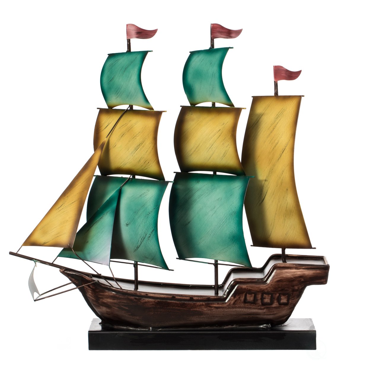 Nautical Home Decor Metal Sailboat Centerpiece Ship Decor Desktop Decoration - Colorful