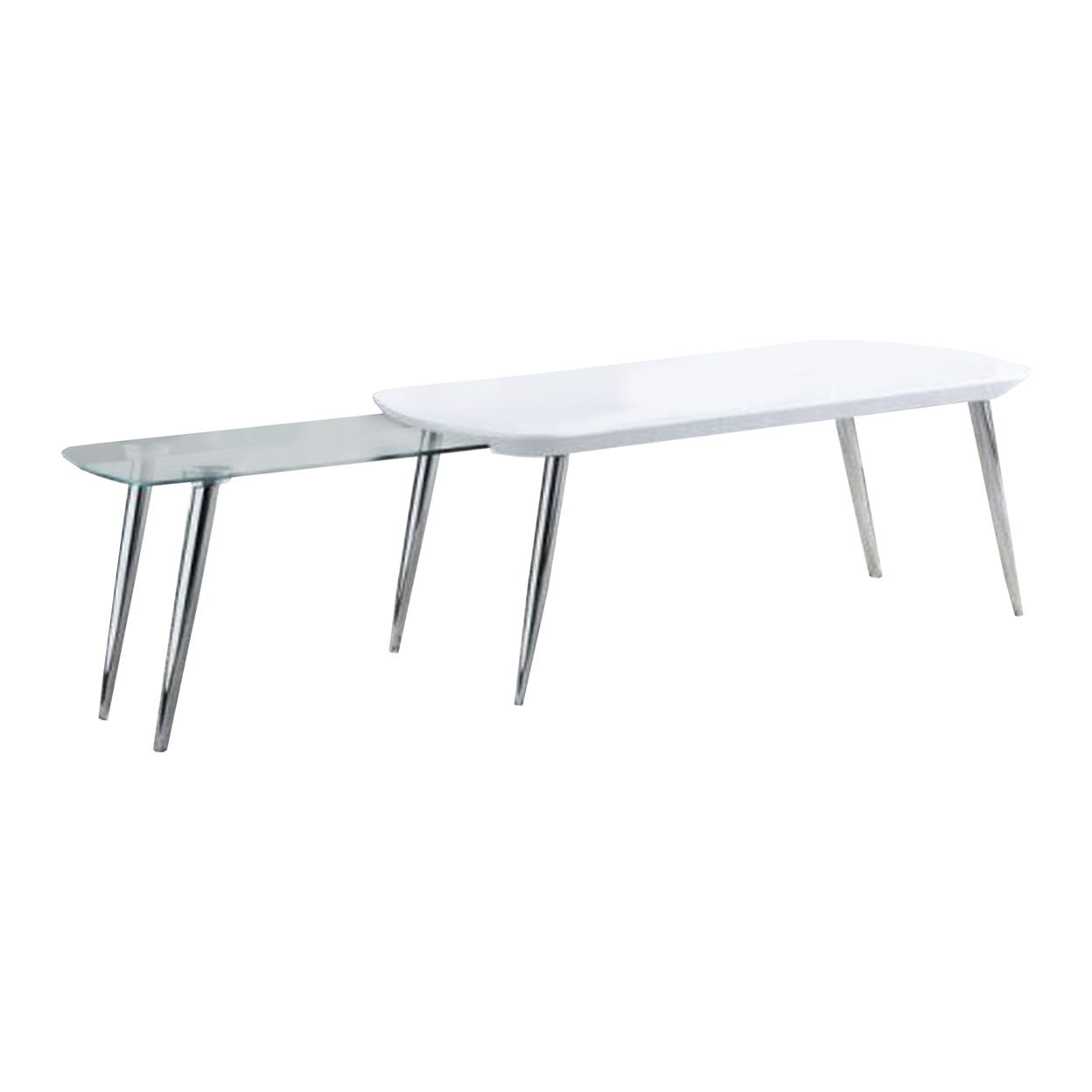 Coffee Table With Pull Out Tabletop, White And Silver- Saltoro Sherpi