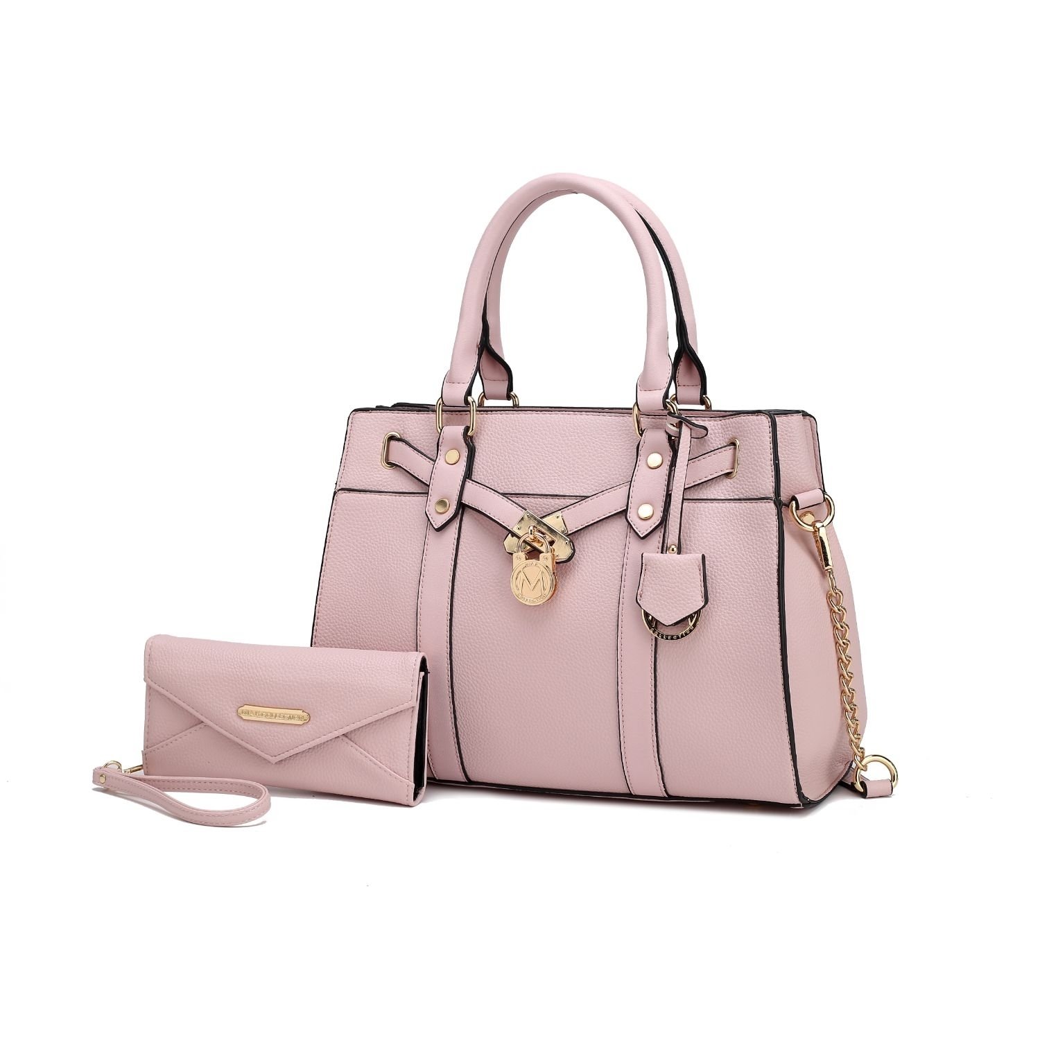 MKF Collection Christine Vegan Leather Women’s Satchel Bag With Wallet By Mia K – 2 Pieces - Pink