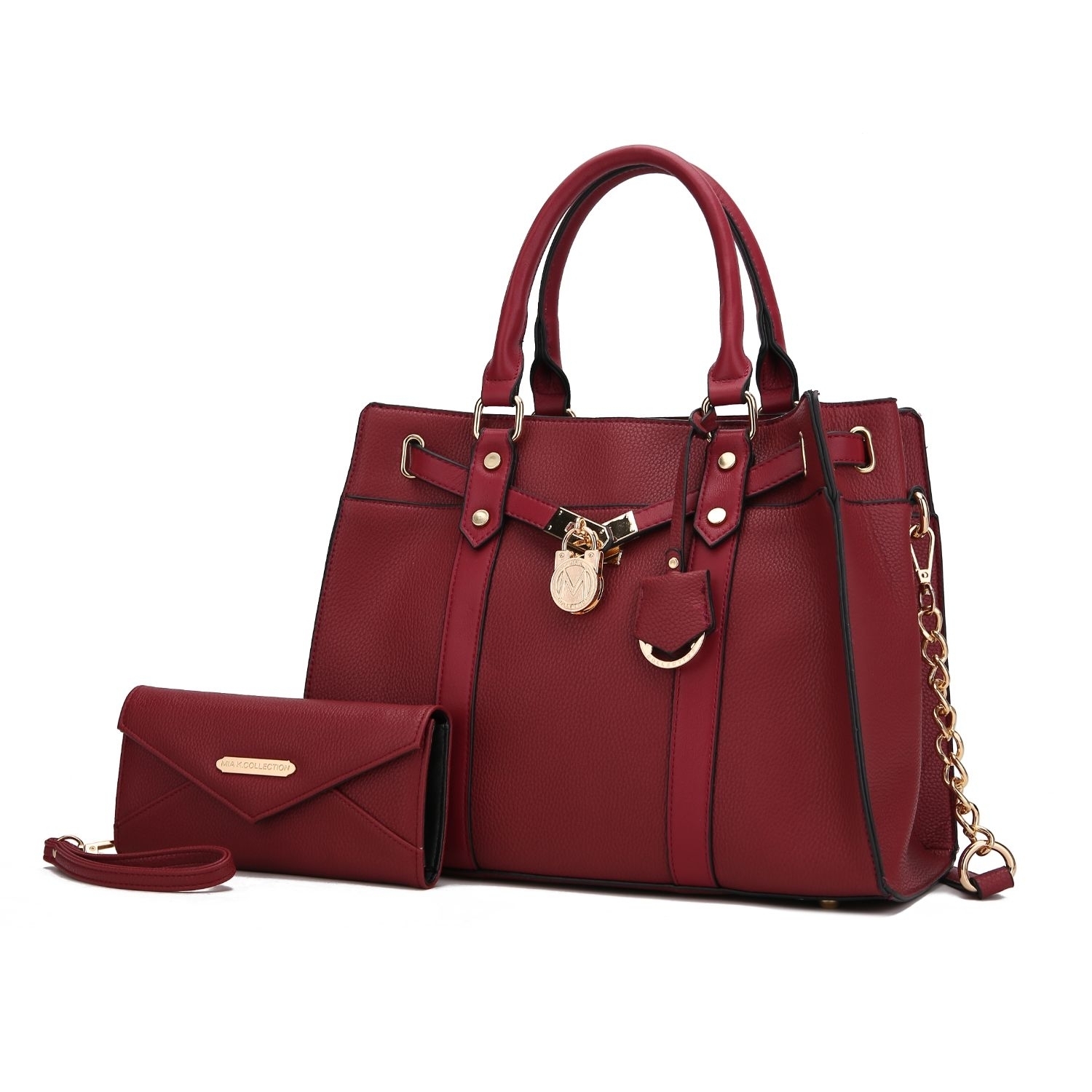MKF Collection Christine Vegan Leather Women’s Satchel Bag With Wallet By Mia K – 2 Pieces - Red