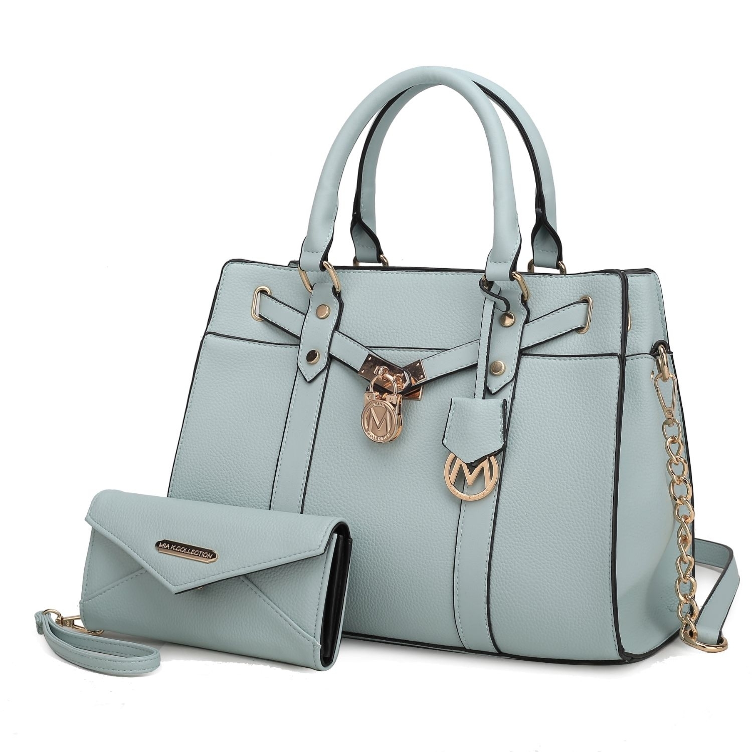 MKF Collection Christine Vegan Leather Women’s Satchel Bag With Wallet By Mia K – 2 Pieces - Seafoam