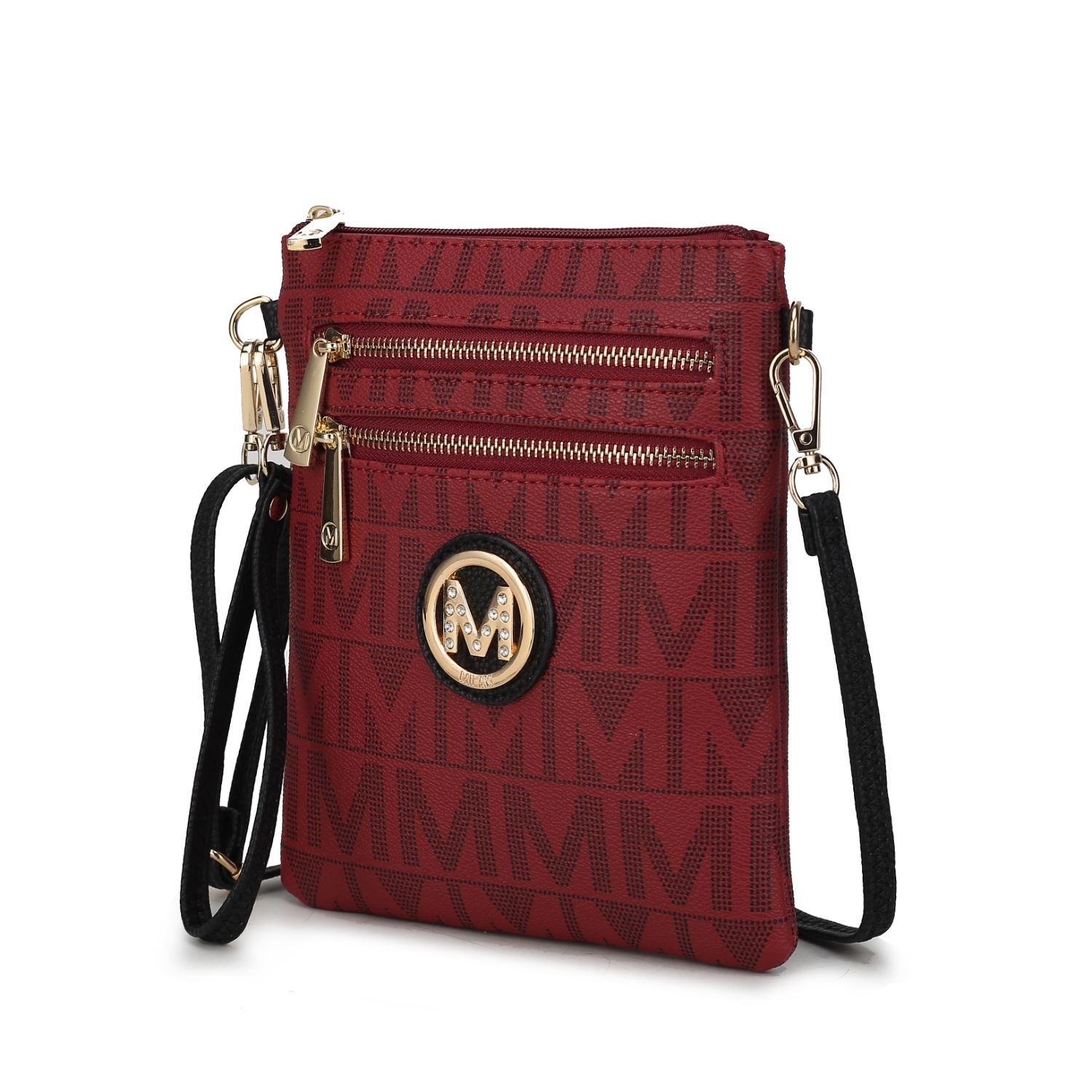 MKF Collection Charley Milan M Signature Crossbody Handbag By Mia K - Burgundy
