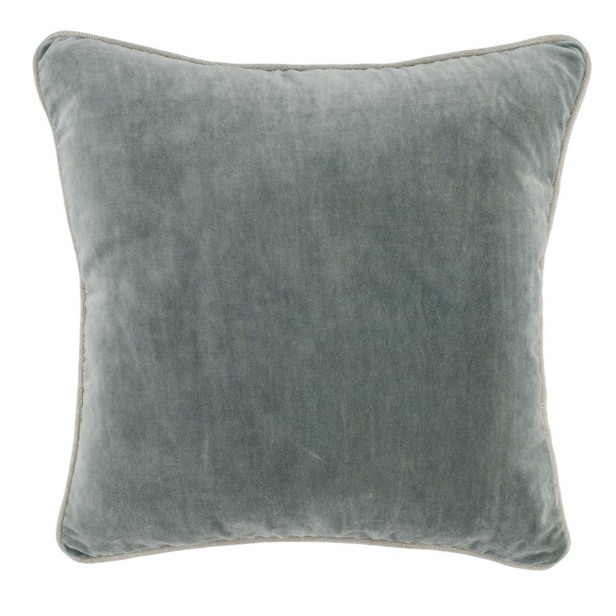 Square Throw Pillow With Cotton Cover, Sage Green- Saltoro Sherpi
