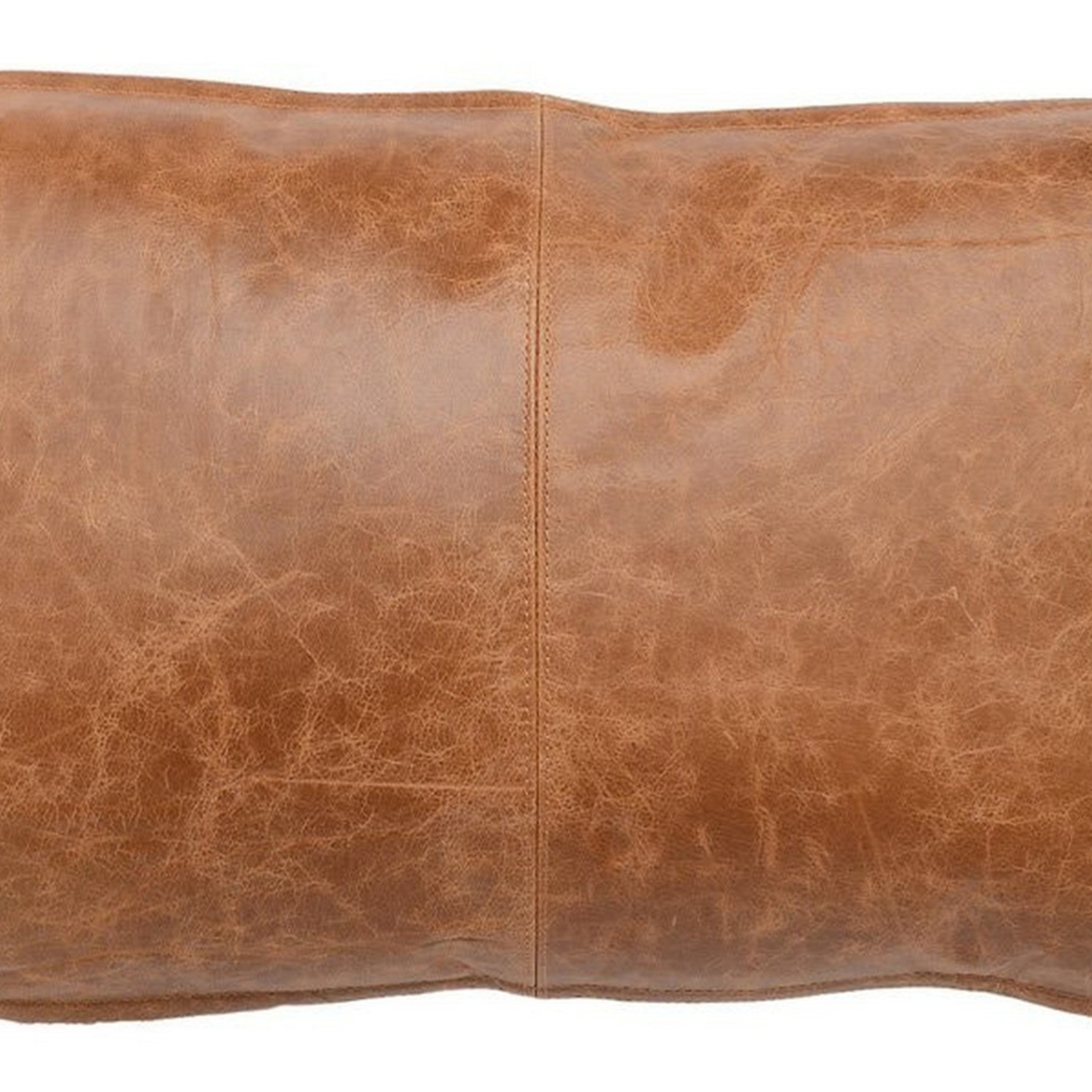 Rectangular Leatherette Throw Pillow With Stitched Details, Small, Brown- Saltoro Sherpi