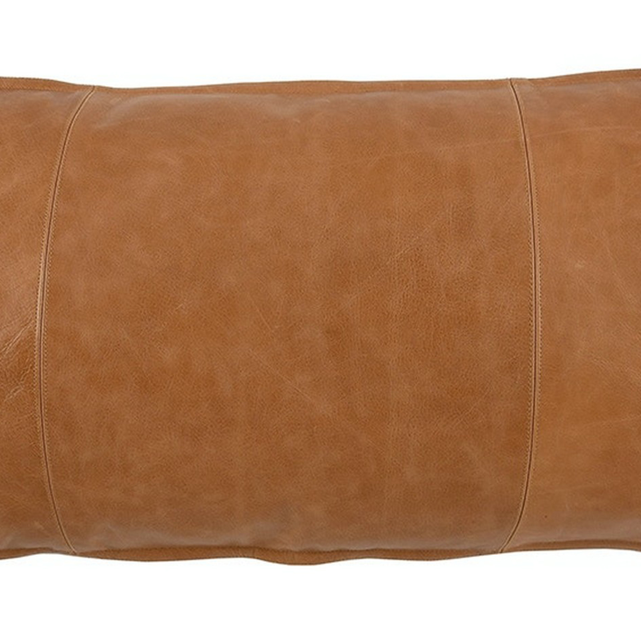 Rectangular Leatherette Throw Pillow With Stitched Details, Large, Brown- Saltoro Sherpi
