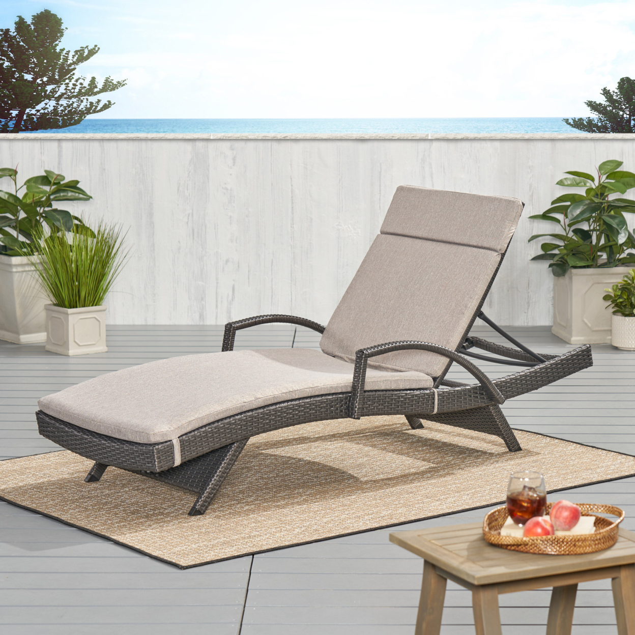Soleil Outdoor Water Resistant Chaise Lounge Cushion - Charcoal