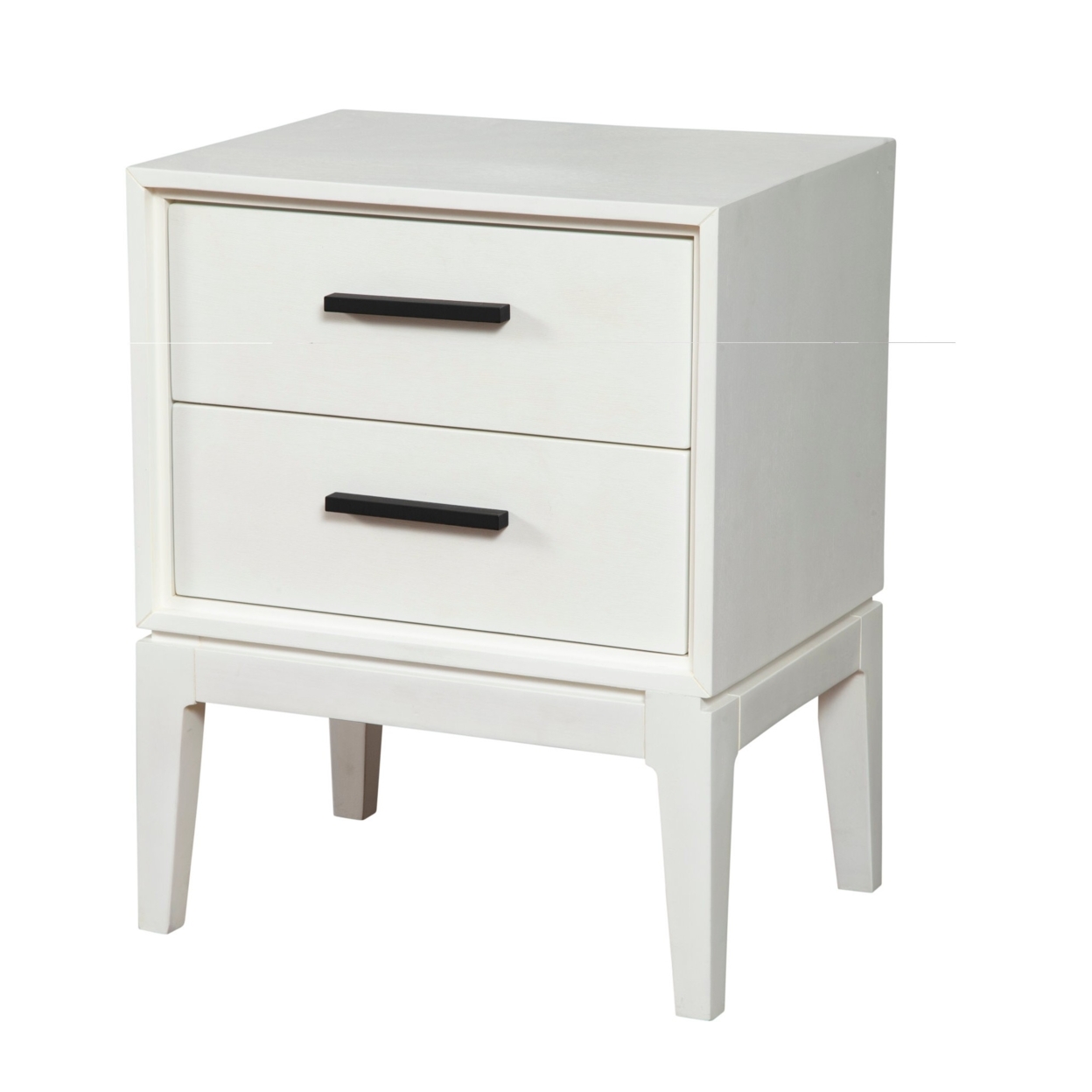 Nightstand With 2 Drawers And Wooden Frame, Off White- Saltoro Sherpi