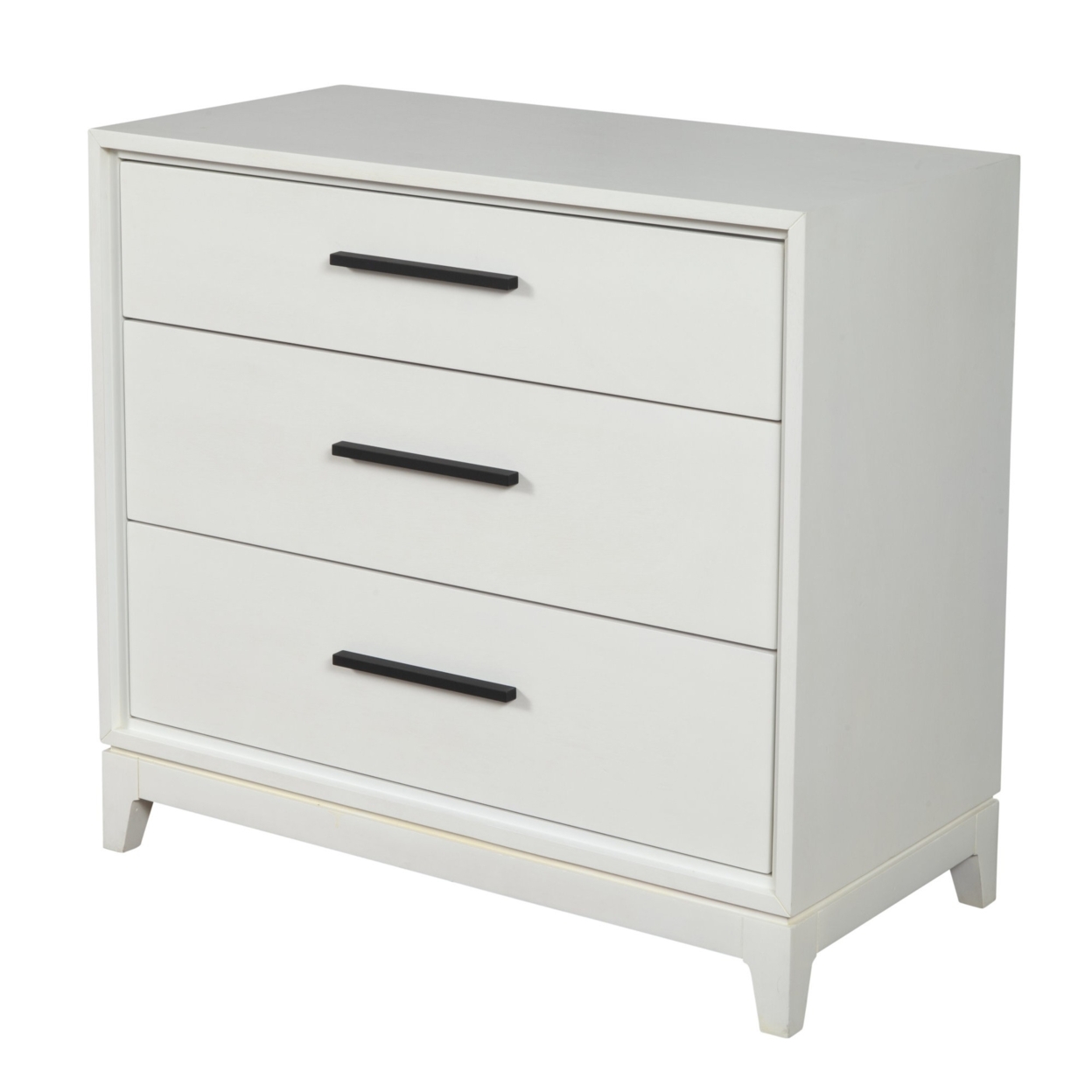 Chest With 3 Drawers And Wooden Frame, Off White- Saltoro Sherpi