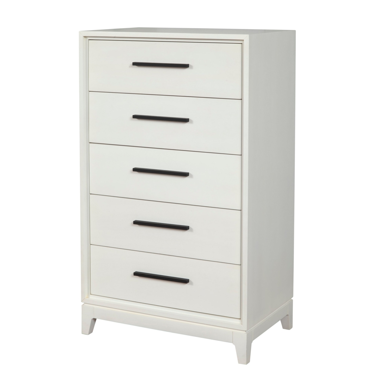 Chest With 5 Drawers And Wooden Frame, Off White- Saltoro Sherpi