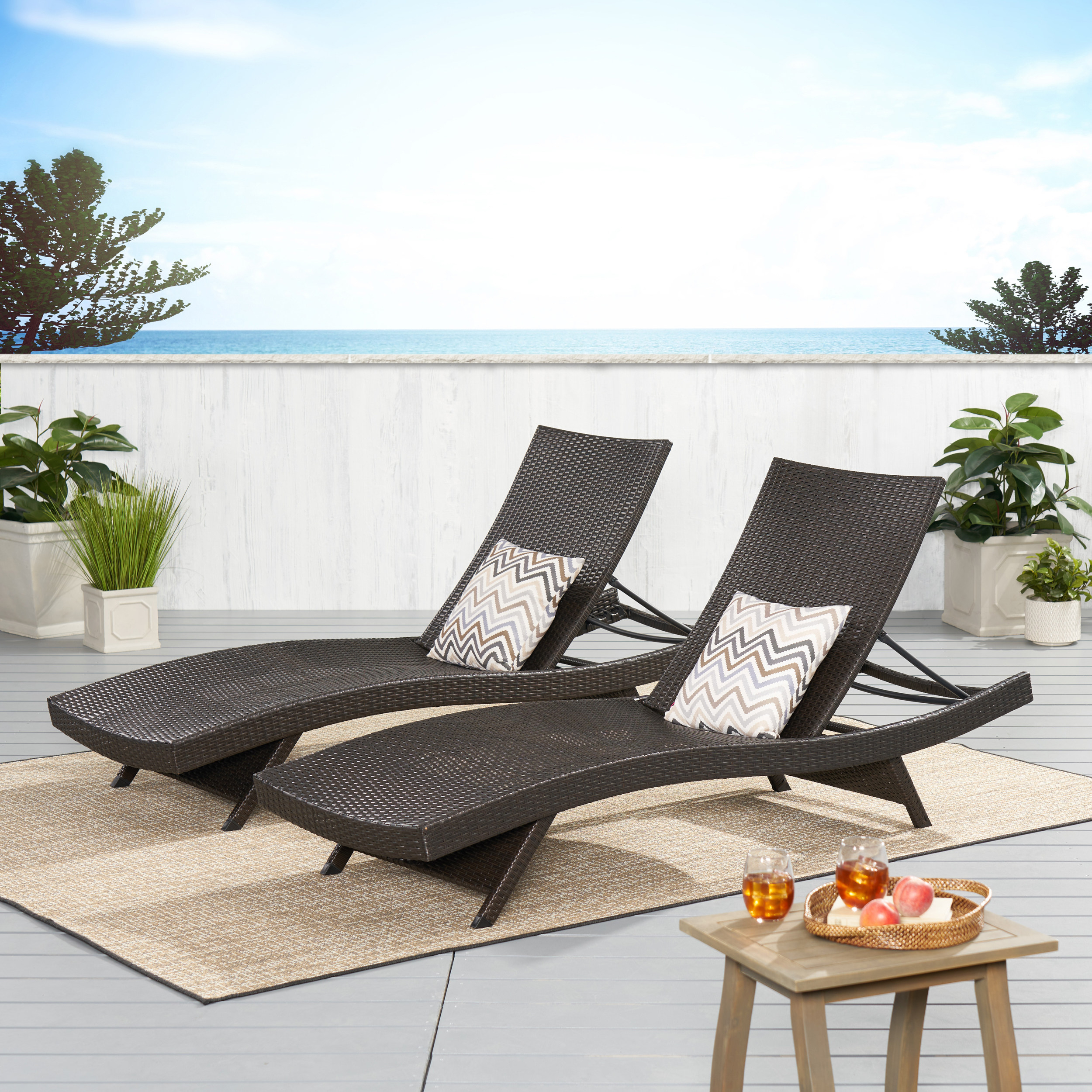 Lakeport Outdoor Adjustable Chaise Lounge Chair, Set Of 2