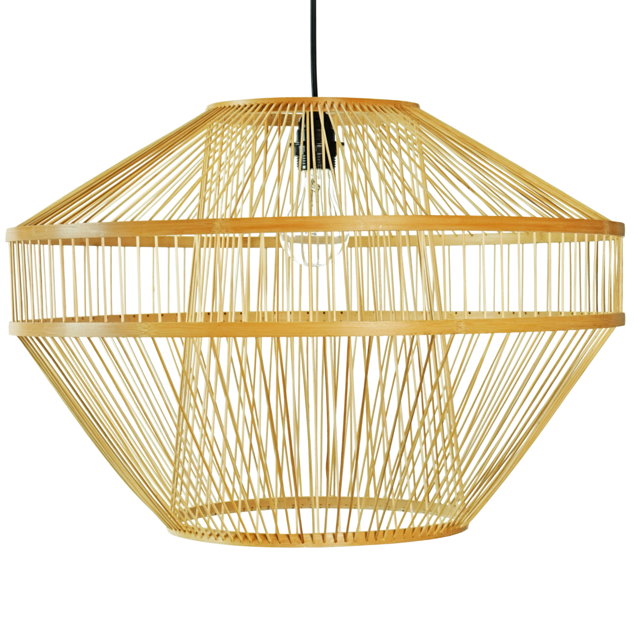 Modern Natural Bamboo Chandelier Hanging Light Shade For Entryway And Living Room