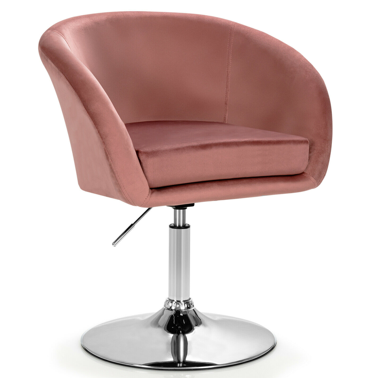 Modern Velvet Chair Height Adjustable Bar Stool Swivel Makeup Seat - Pink