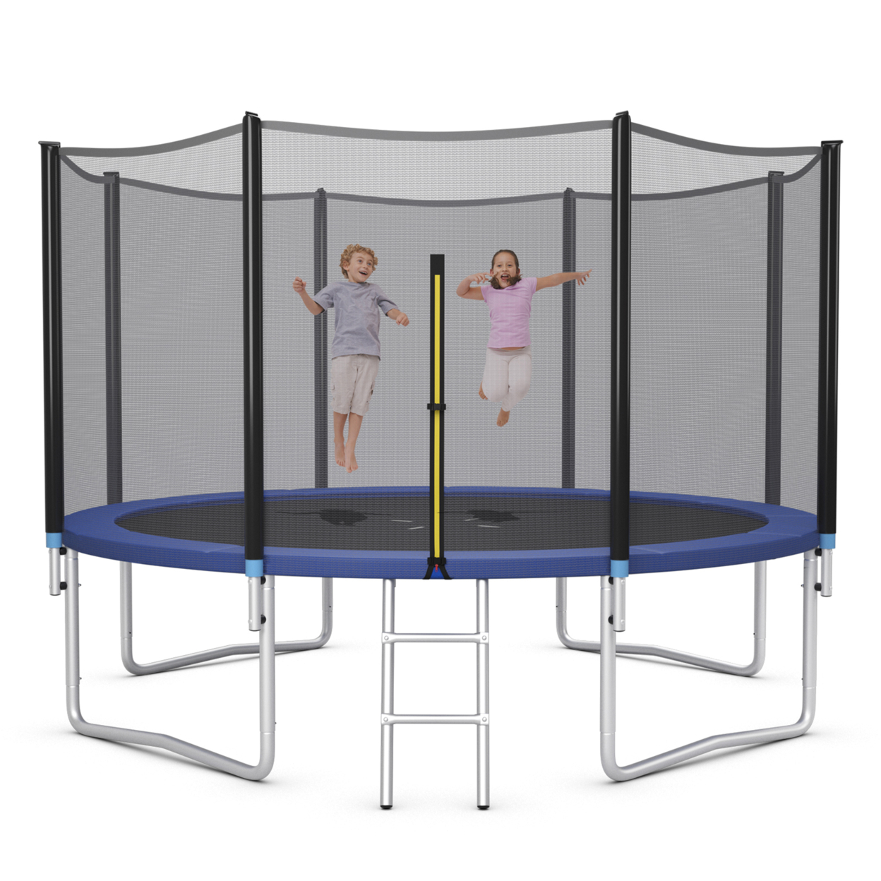 8/10/12/14/15/16 FT Outdoor Trampoline Bounce Combo W/Safety Closure Net Ladder - Black, 14 Ft