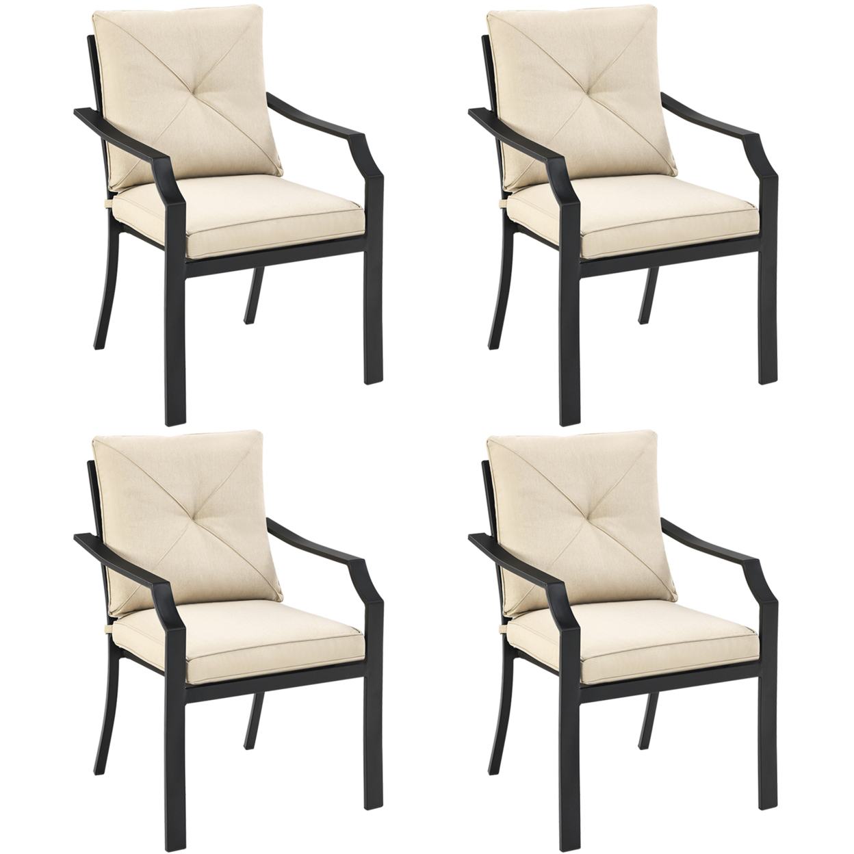 Set Of 4 Stackable Patio Dining Chair Cushioned Armchair Bistro Chair