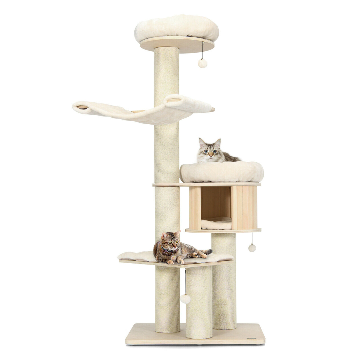 68.5'' Cat Tree Condo 4-Layer Wooden Kitten Activity Tower W/ Sisal Posts
