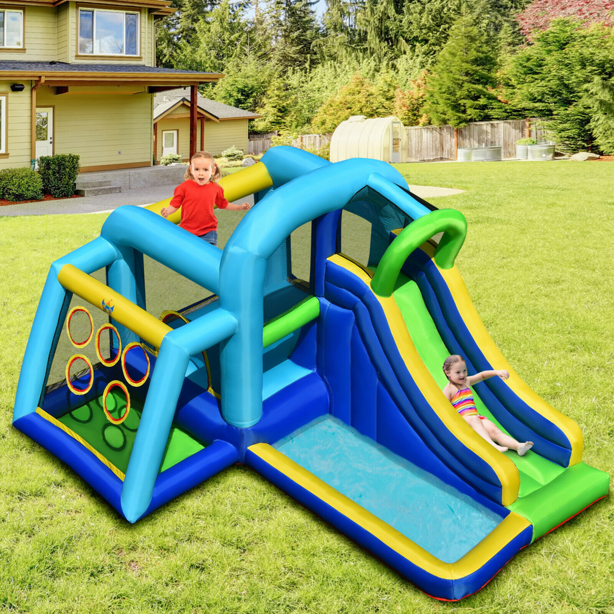 Inflatable Bouncer Climbing Bounce House Kids Slide Park Ball Pit Without Blower