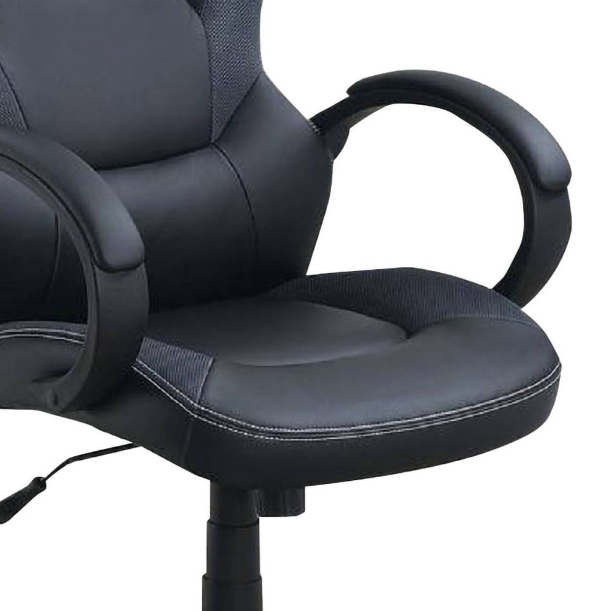 Office Chair With Curved Cut Out Padded Back, Black- Saltoro Sherpi